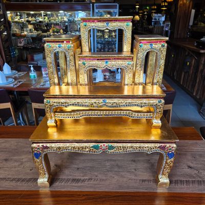Thai Golden Temple Altar Table Set – 6 Piece
