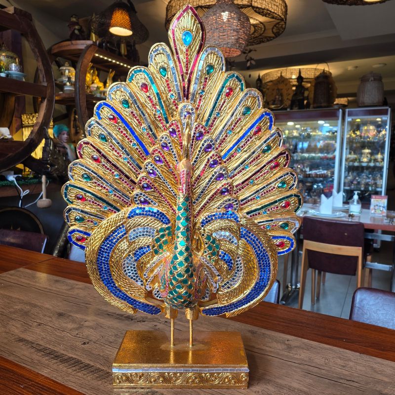 Hand Carved Peacock Statue 70cm