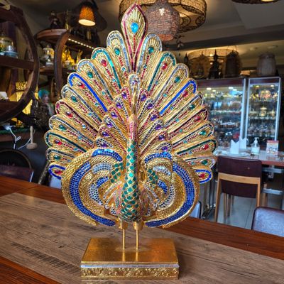 Hand Carved Peacock Statue 70cm