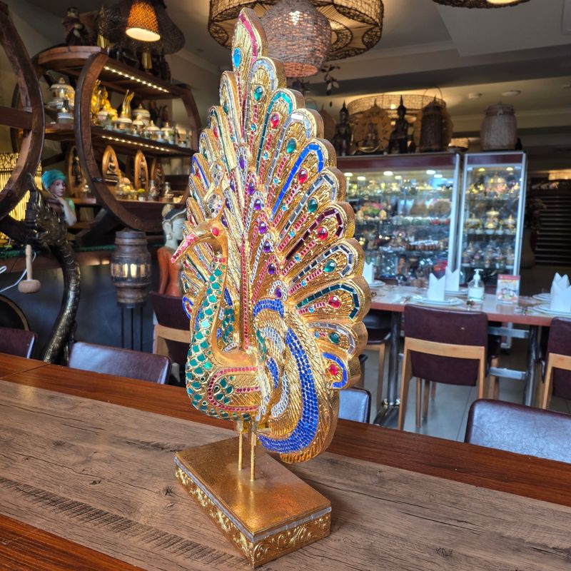 Hand Carved Peacock Statue 70cm
