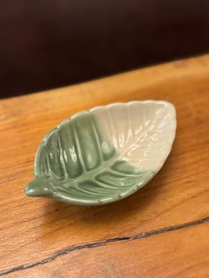 Ceramic Dip Bowl - Green&amp;White Leaf