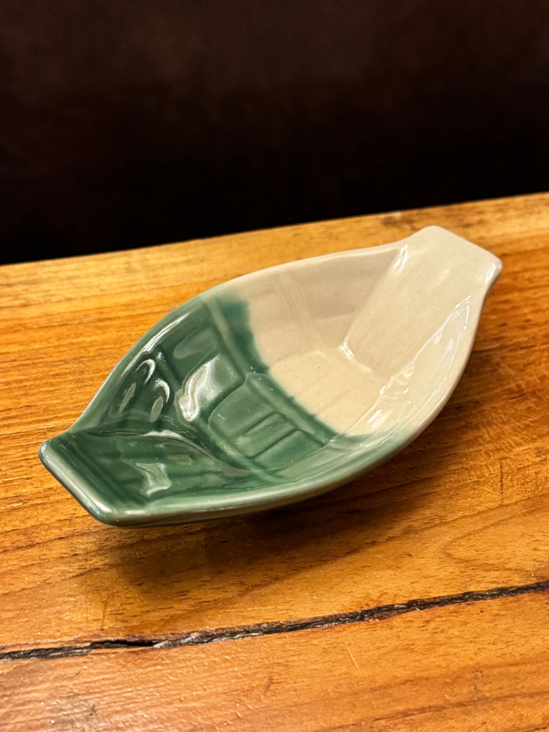 Ceramic Dip Bowl - Green&amp;White Boat