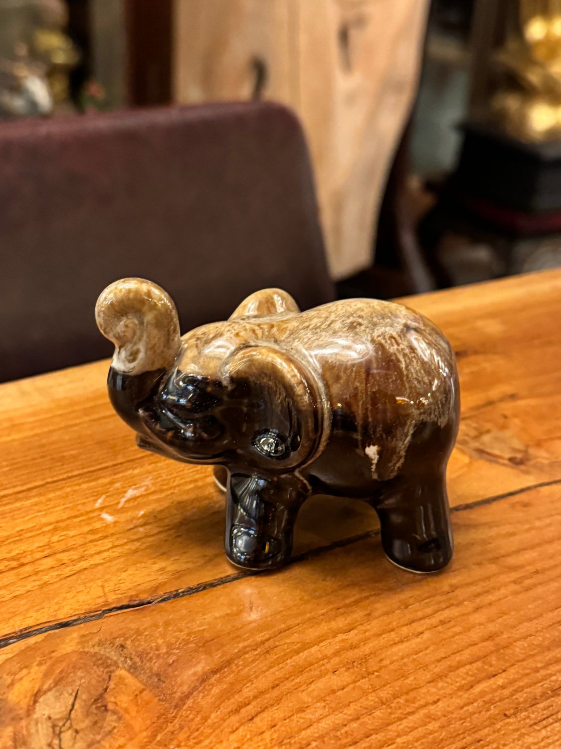 Ceramic Elephant - Brown - 7cm