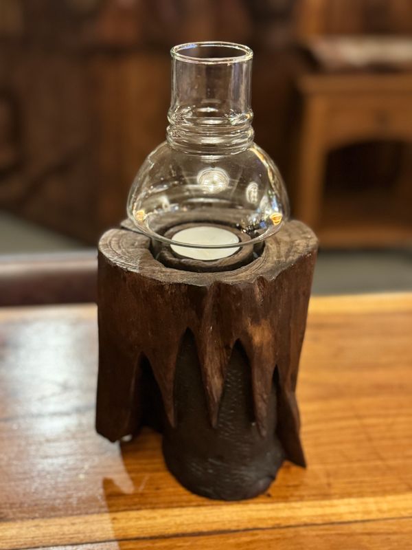 Wooden Elephant Leg Tea Light Candle Holder (B)