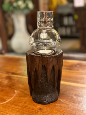 Wooden Elephant Leg Tea Light Candle Holder (C)