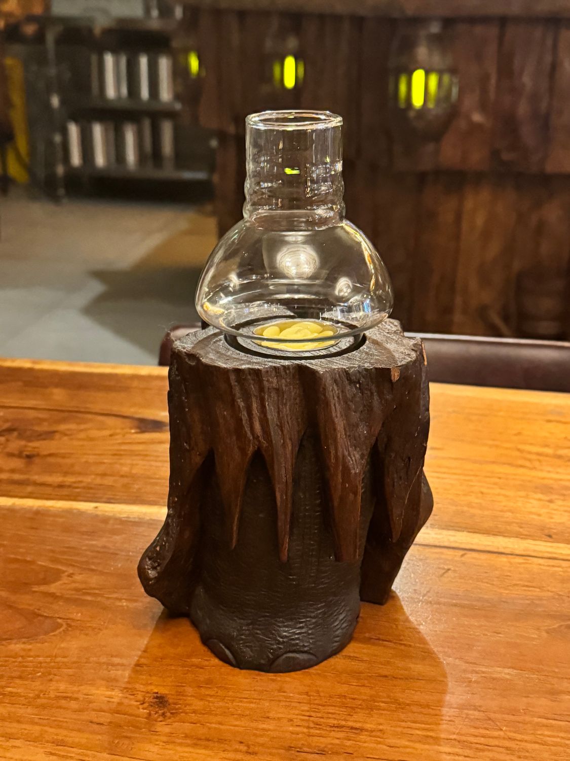 Wooden Elephant Leg Tea Light Candle Holder (F)