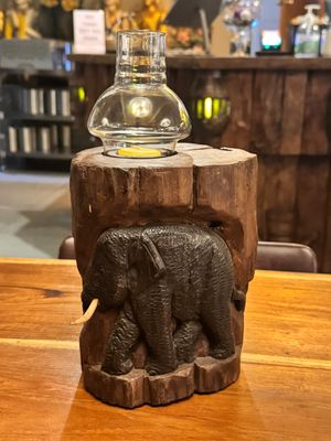 Wooden Elephant Tea Light Candle Holder (P)