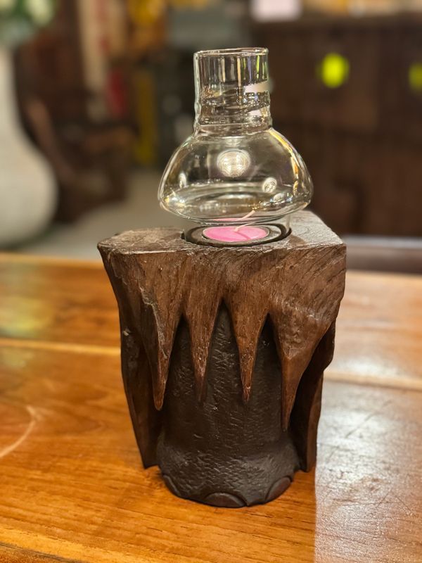 Wooden Elephant Leg Tea Light Candle Holder (D)