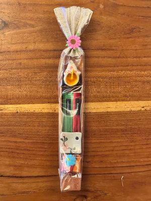 Lemongrass,Rose Incense Sticks with Elephant Tea Light Candle Gift Pack