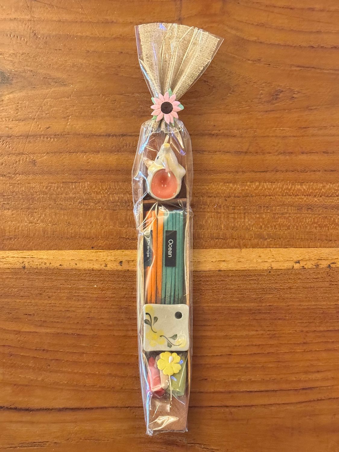 Orange,Ocean Incense Sticks with Elephant Tea Light Candle Gift Pack