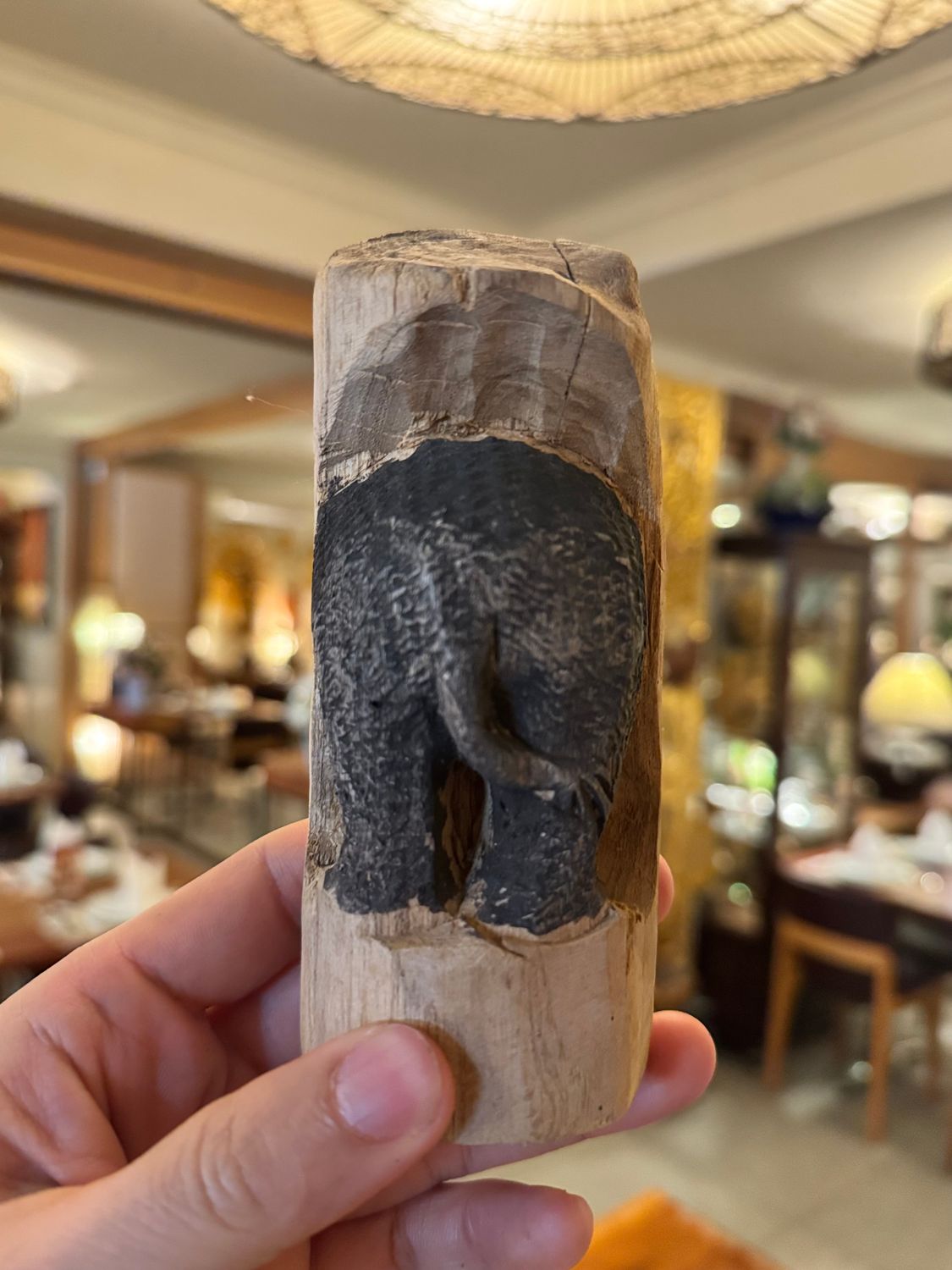 Hand Carved Wooden Elephant Bum - Small