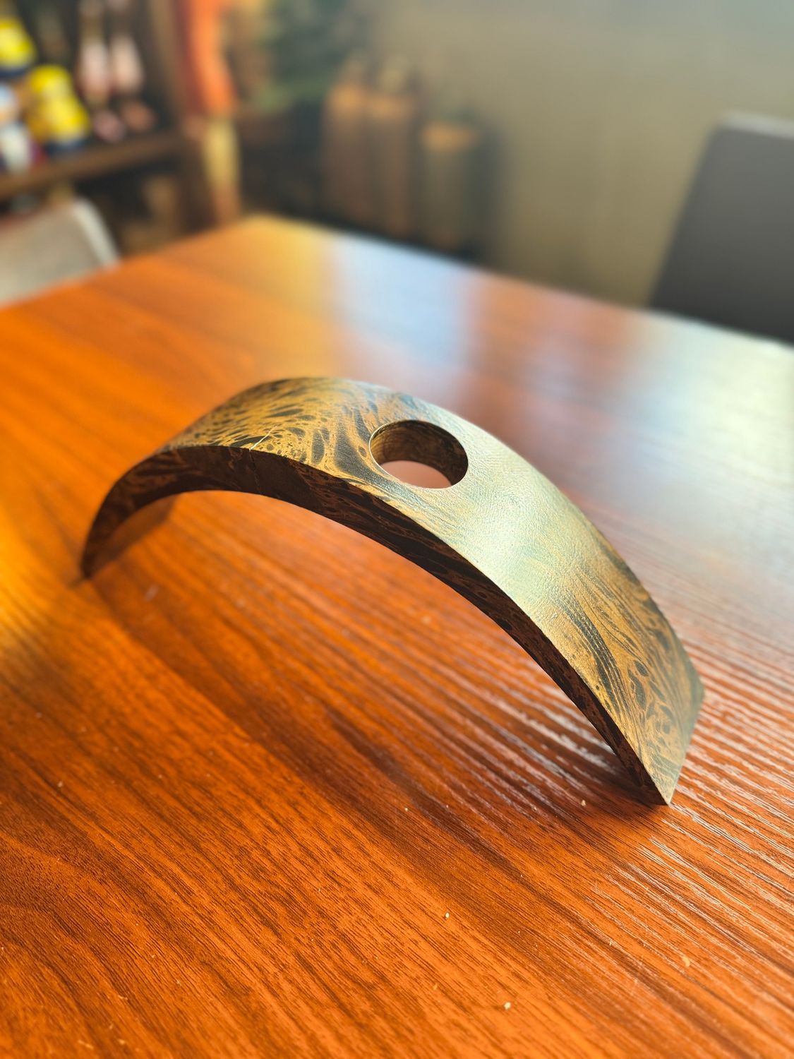 Wooden Wine Bottle Holder - Swirling Grain Pattern