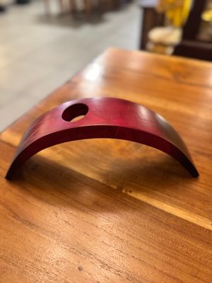 Handmade Wooden Wine Bottle Holder - Red (E)