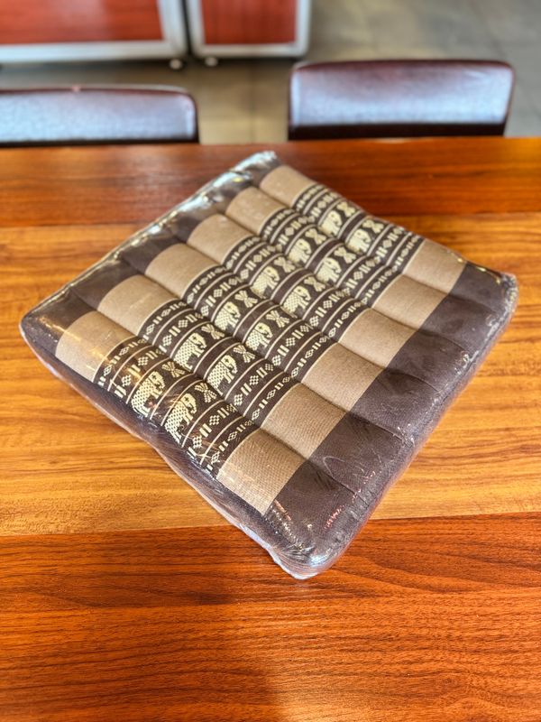 Handmade Thai Seat Cushion - Brown/Elephant