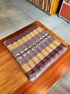 Handmade Thai Seat Cushion (L) - Brown/Elephant