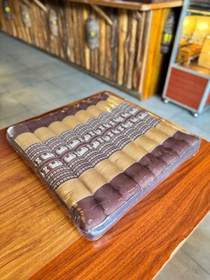 Handmade Thai Seat Cushion (L) - Brown/Elephant