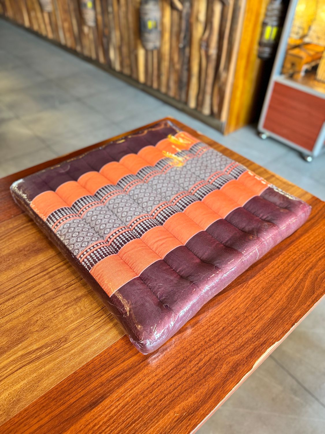 Handmade Thai Seat Cushion (L) - Orange