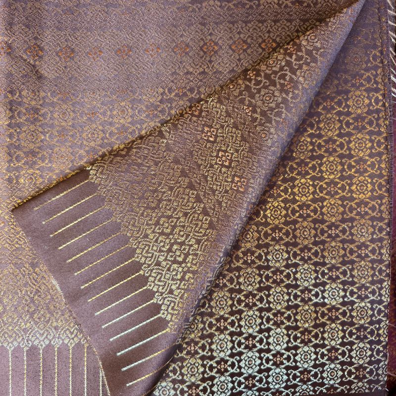 Thai brocade woven Textile/Fabric - Brown