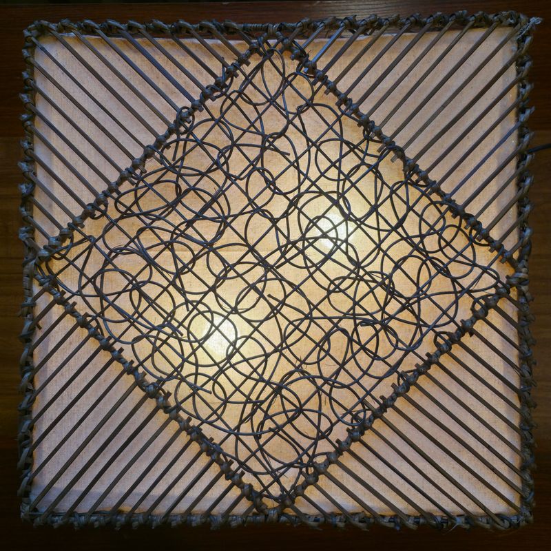 Handmade Rattan Wall Lamp-50cm White diamond pattern