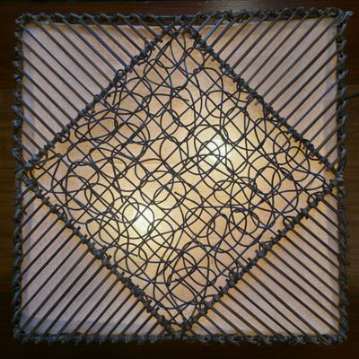 Handmade Rattan Wall Lamp-50cm White diamond pattern