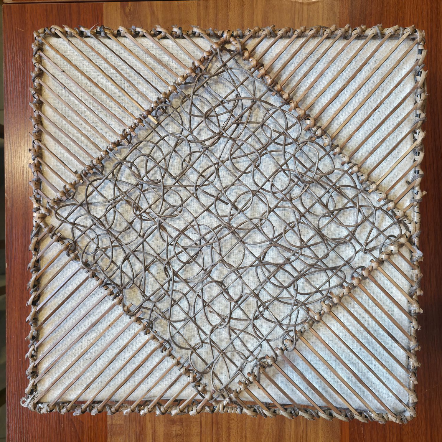 Handmade Rattan Wall Lamp-50cm White diamond pattern