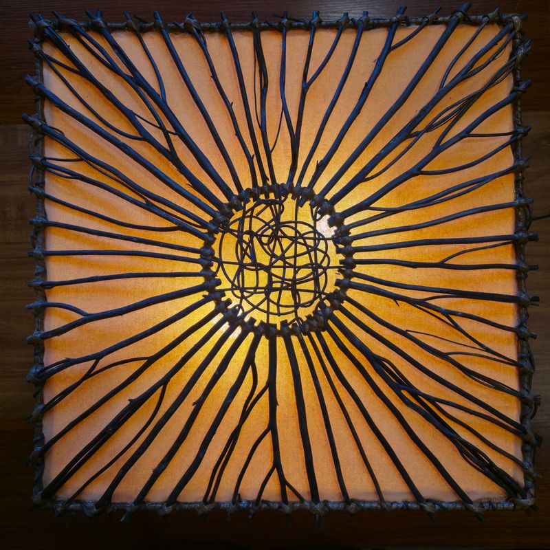 Handmade Rattan Wall Lamp-50cm Orange sun pattern