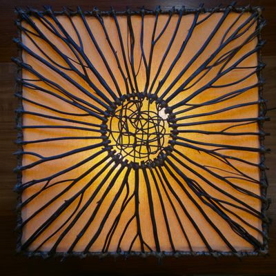 Handmade Rattan Wall Lamp-50cm Orange sun pattern