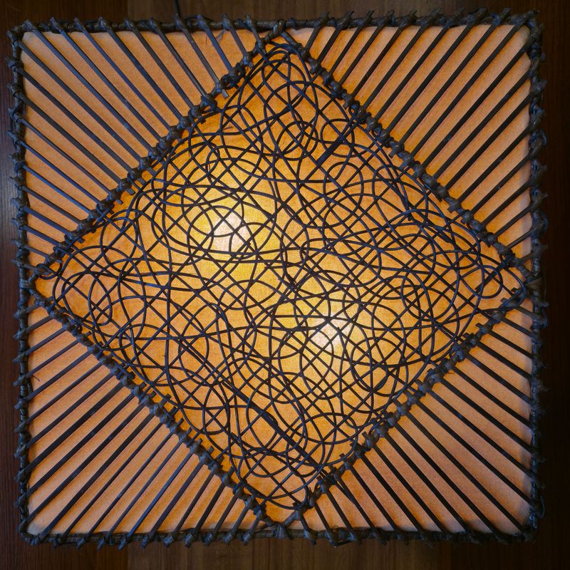 Handmade Rattan Wall Lamp-50cm Orange diamond pattern