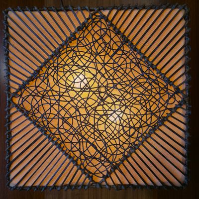 Handmade Rattan Wall Lamp-50cm Orange diamond pattern