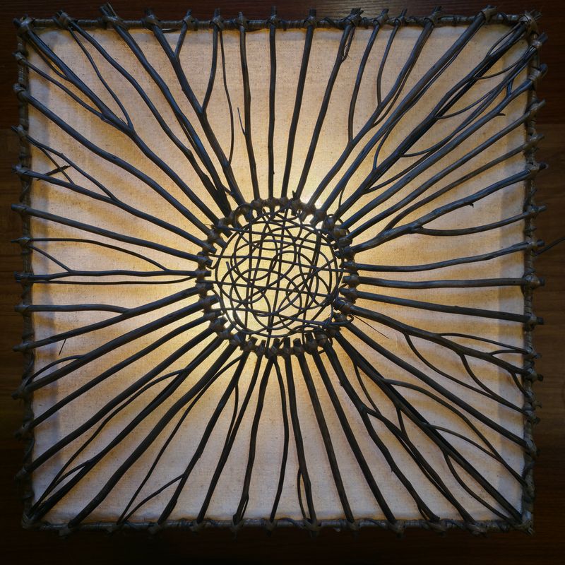 Handmade Rattan Wall Lamp-50cm White sun pattern