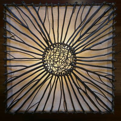 Handmade Rattan Wall Lamp-50cm White sun pattern