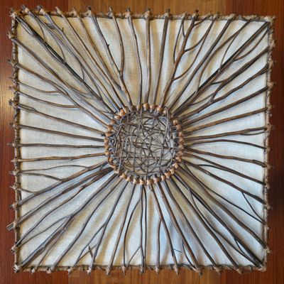 Handmade Rattan Wall Lamp-50cm White sun pattern