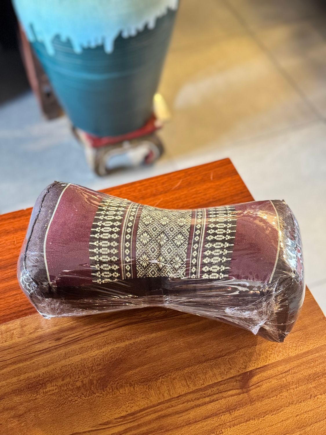 Traditional Thai Head Rest Pillow - Red Wine