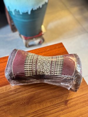 Traditional Thai Head Rest Pillow - Red Wine