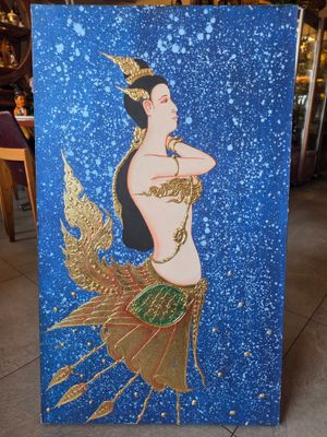 Kinnaree Canvas Painting – Gold &amp; Blue A