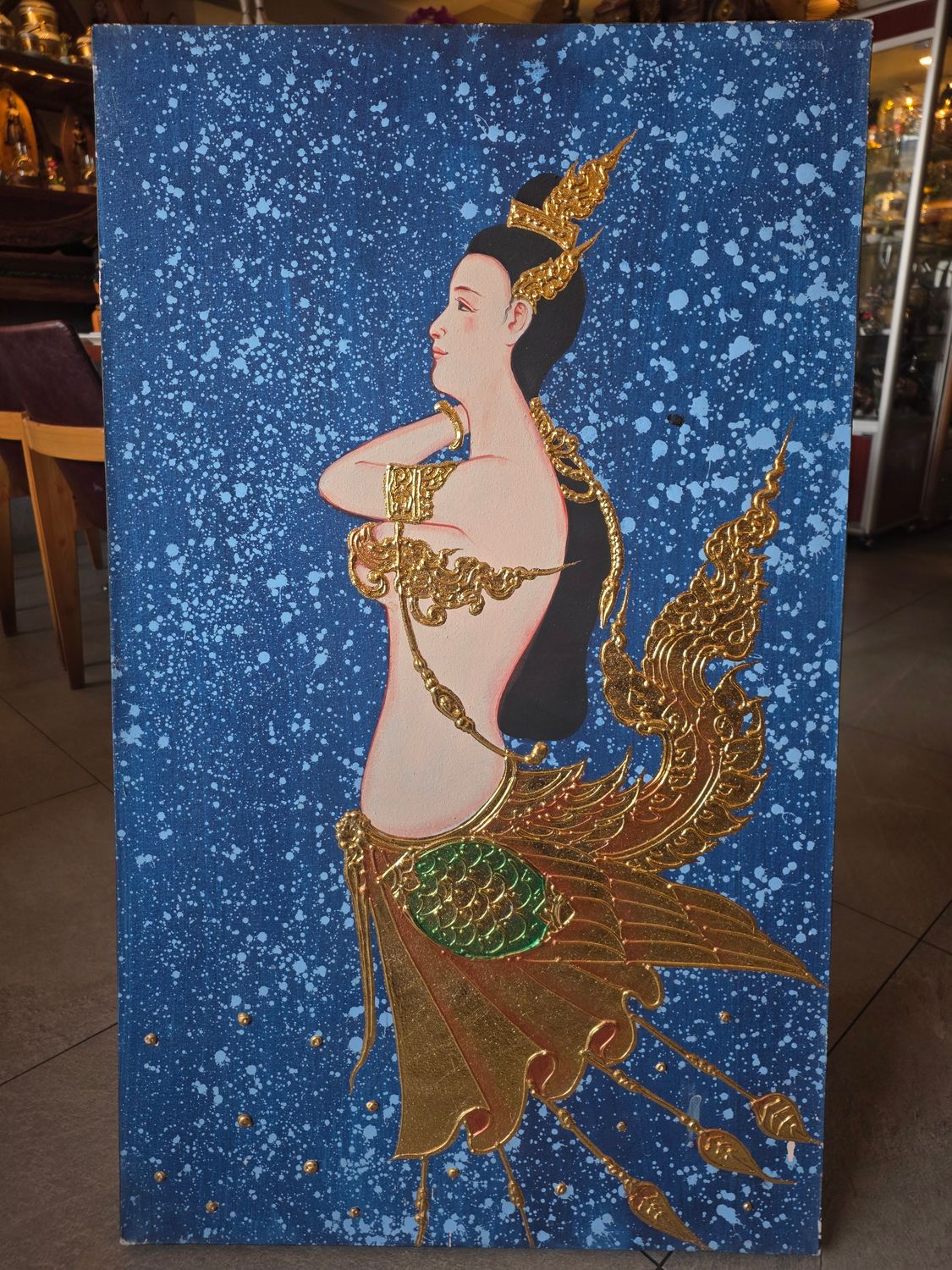 Kinnaree Canvas Painting – Gold &amp; Blue B