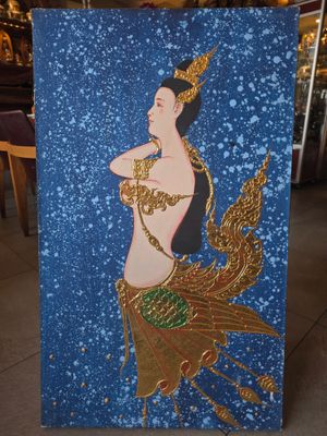 Kinnaree Canvas Painting – Gold &amp; Blue B