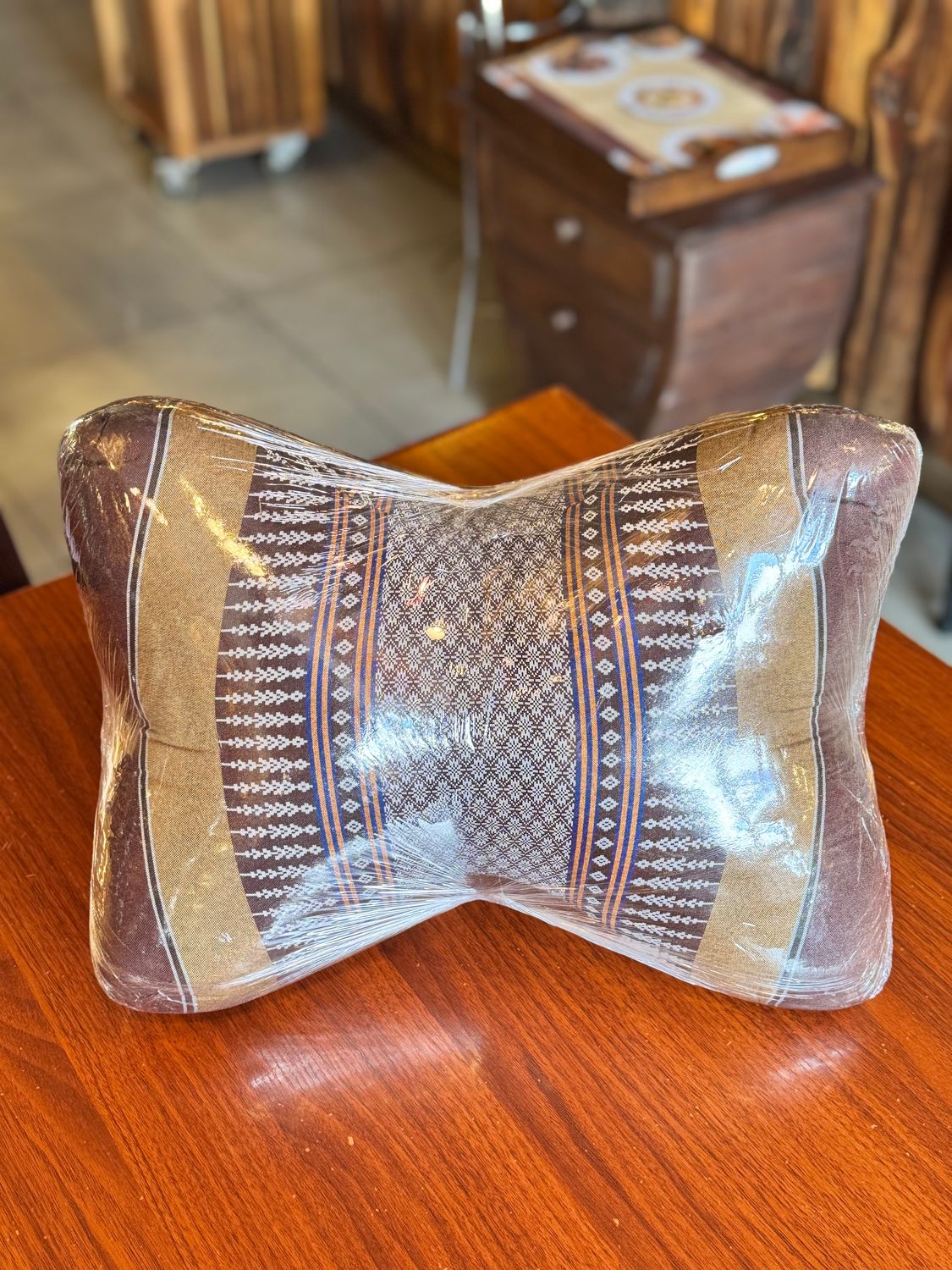 Traditional Thai Triangle Curved Cushion - Brown2
