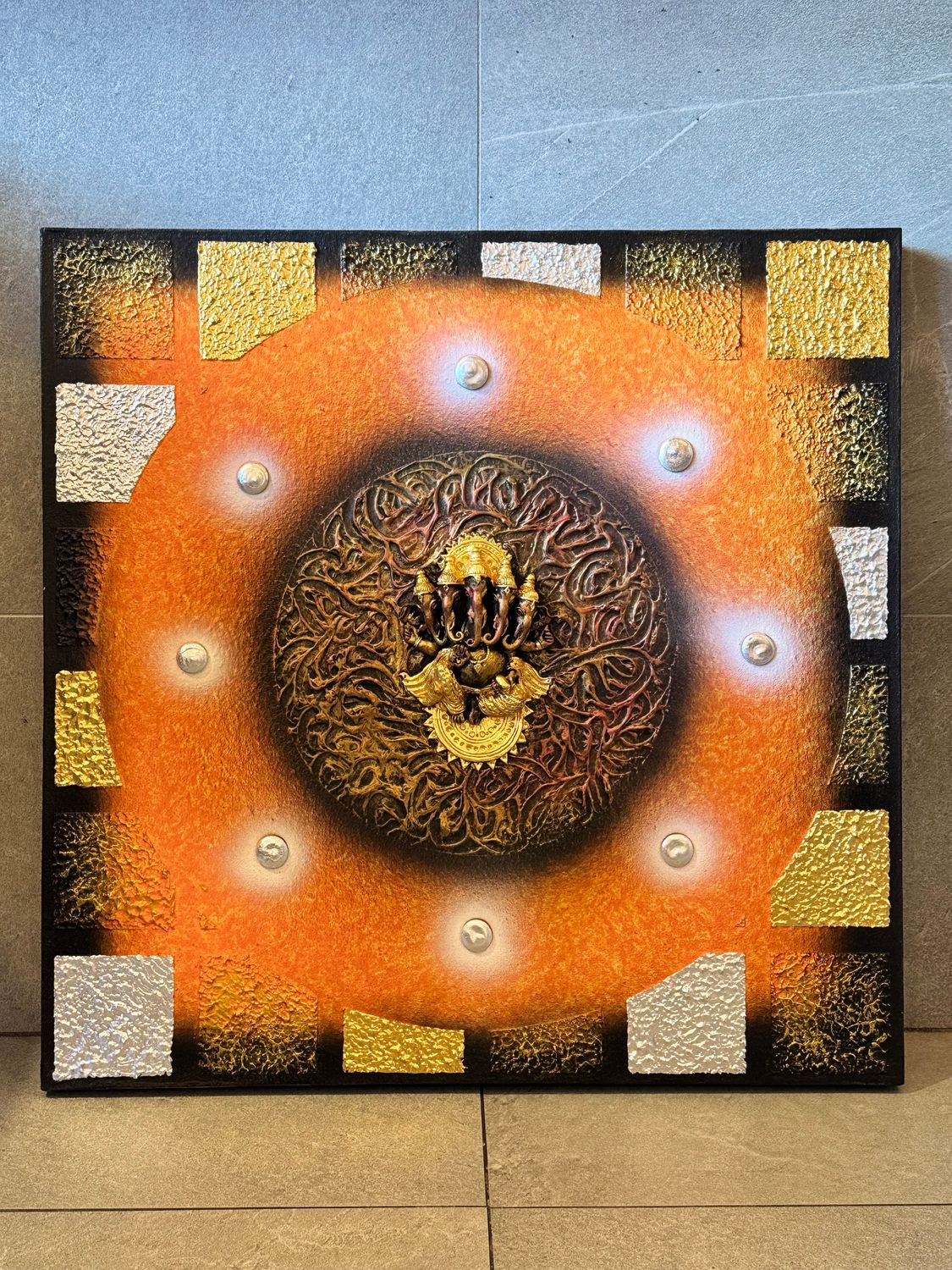 Lord Ganesh, 3D Acrylic on Canvas Painting