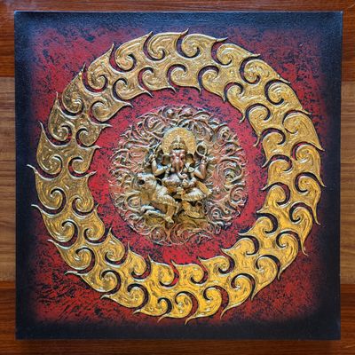 Lord Ganesh, 3D Acrylic Painting on Canvas H