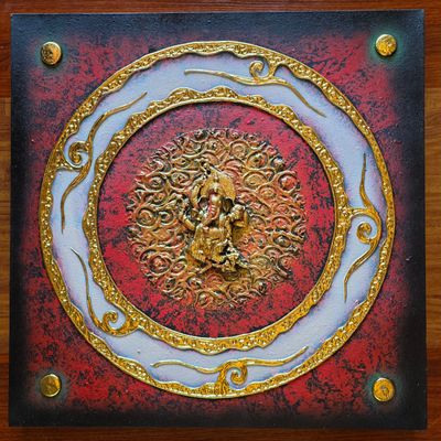 Lord Ganesh, 3D Acrylic Painting on Canvas F