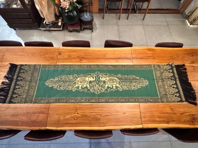 Thai Design Table Runner - Black/Green/Gold