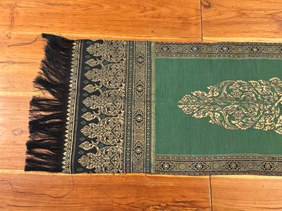 Thai Design Table Runner - Black/Green/Gold