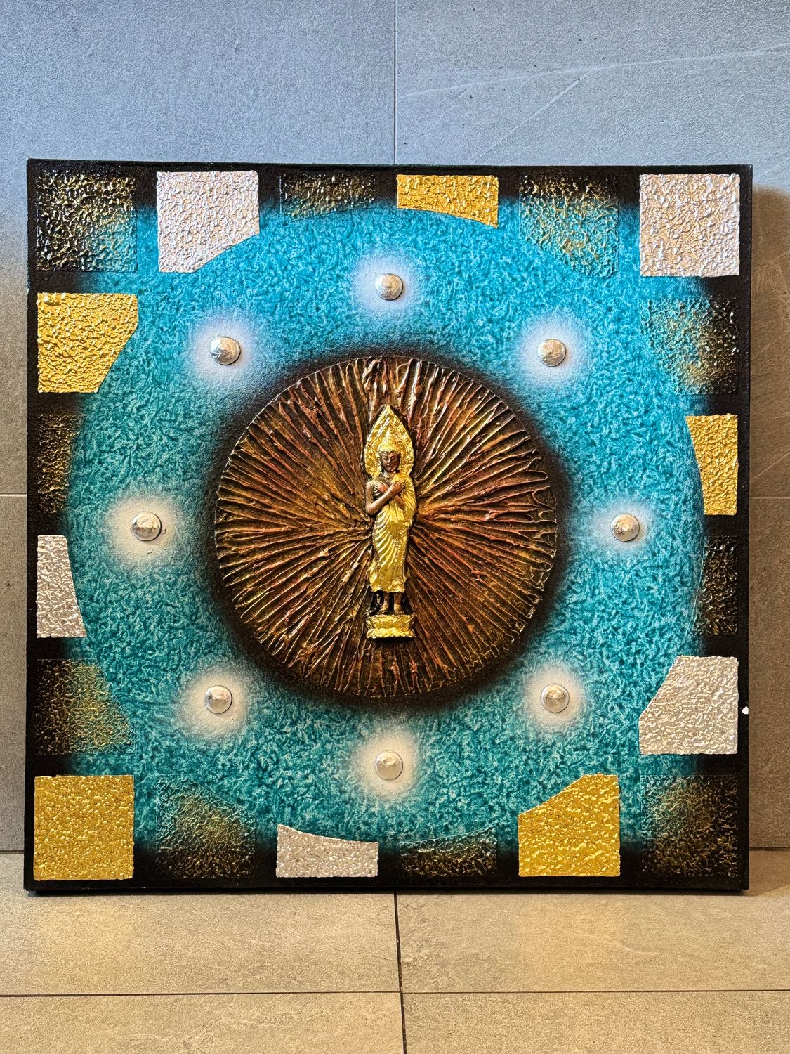 Golden Buddha, 3D Acrylic on Canvas Painting B3