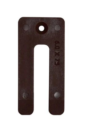 Plastic Horseshoe Window Packer - Brown - 6.0mm x 36mm x 75mm with Countersunk Hole
