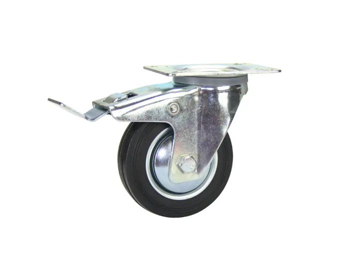 Castor - 100mm - Black Rubber - Swivel - Brake