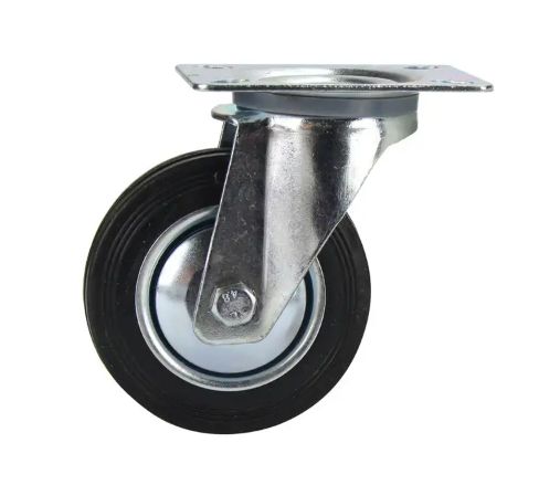 Castor - 100mm - Black Rubber - Swivel