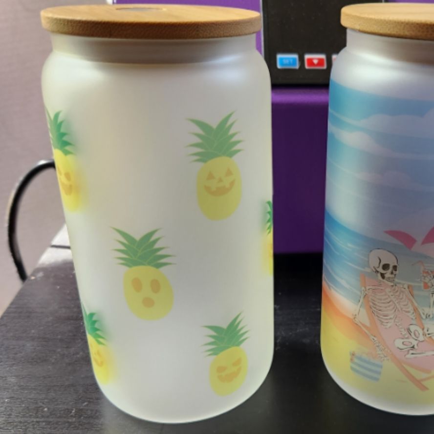 Pineapple Jack o lanterns Glass Can Tumbler