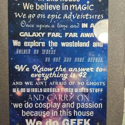 We do Geek metal sign