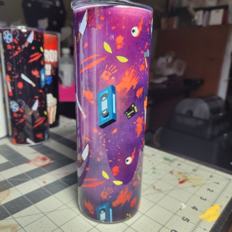 Horror Movies Pattern Purple Tumbler